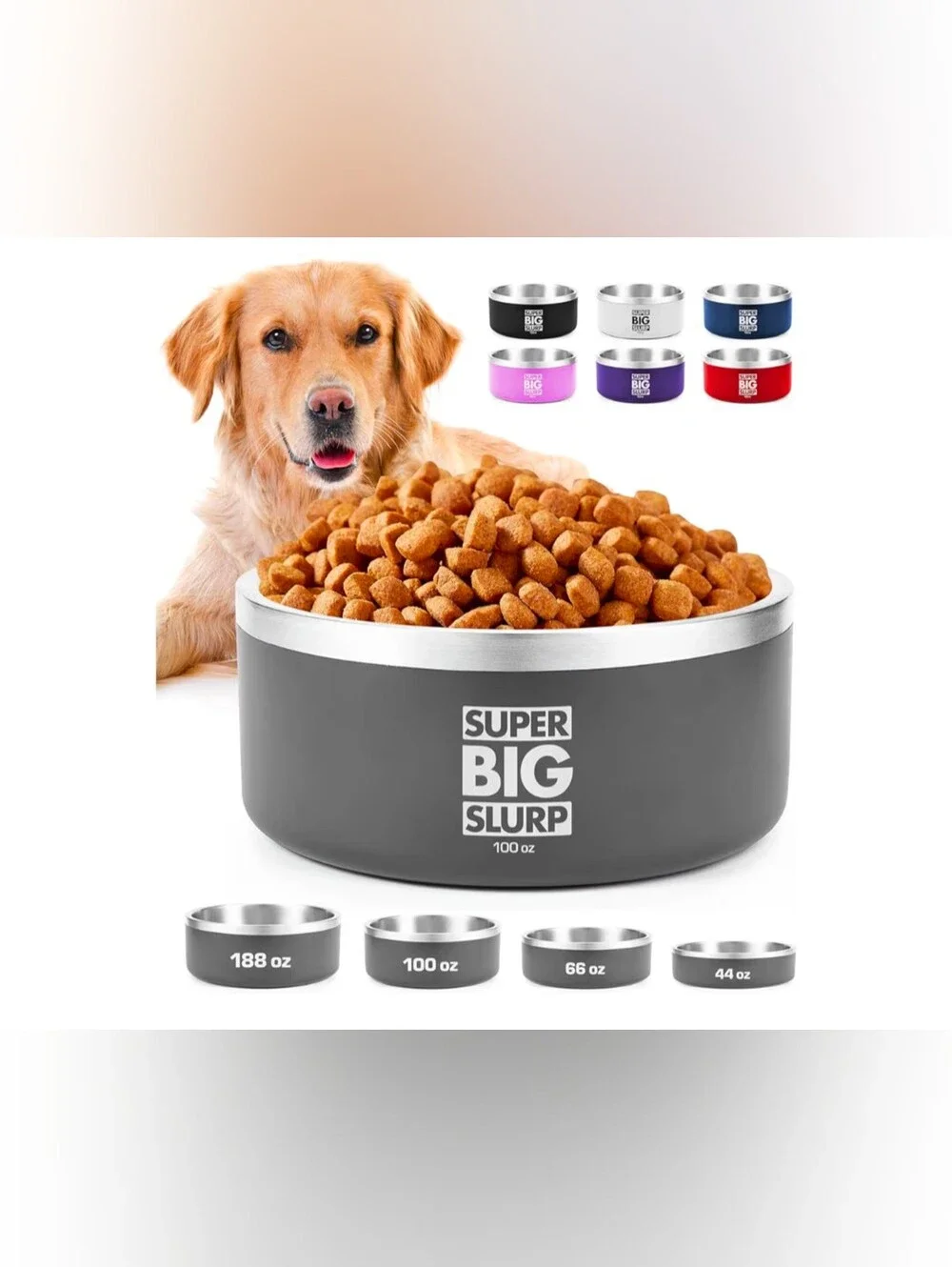 Tuff Pupper 100 oz Heavy Duty Insulated Stainless Steel Dog Bowl